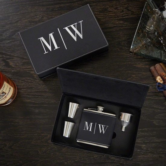 Monogrammed Flask Box Set