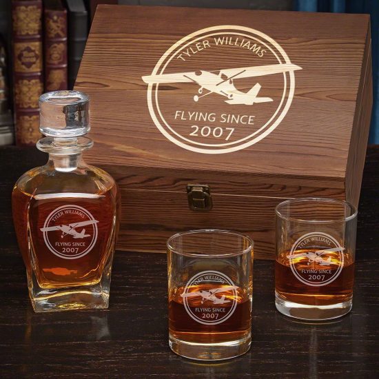 Custom Whiskey Glassware Set Gifts for Pilots