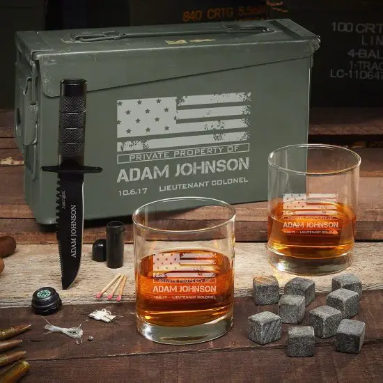 Custom Ammo Can with Whiskey Glasses