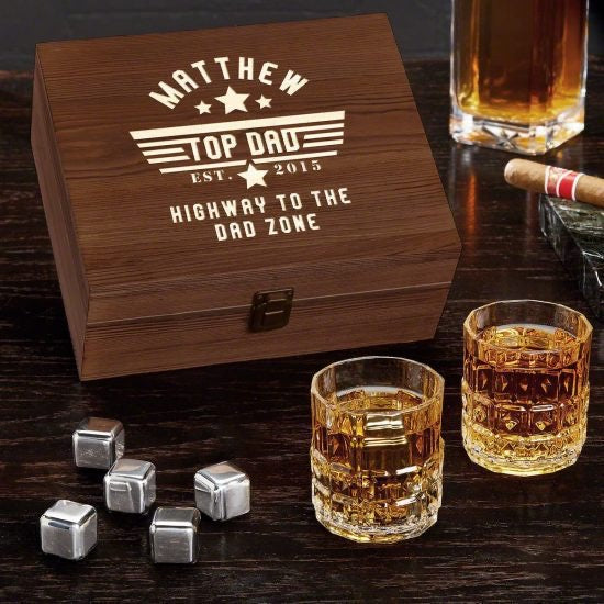 Whiskey Stones and Glasses Set Fathers Day Presents