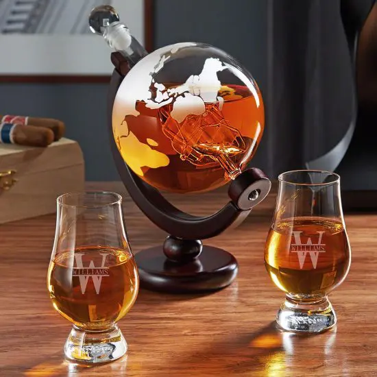 Globe Decanter Set with Customized Glencairn Glasses