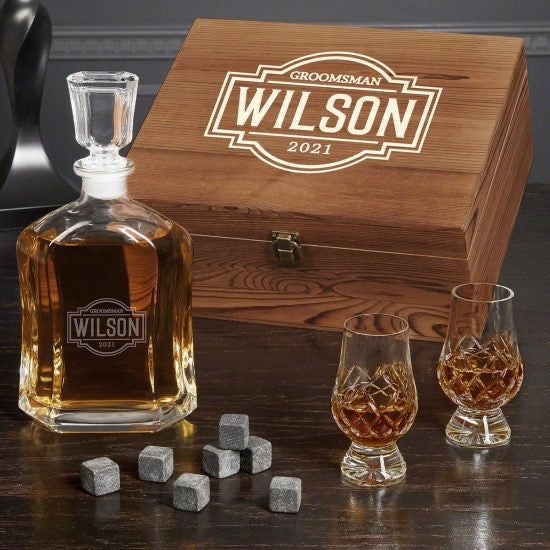 Crystal Decanter Set with Whiskey Stones