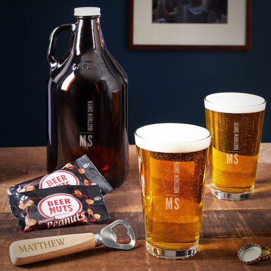 Personalized Beer Growler Gift Set