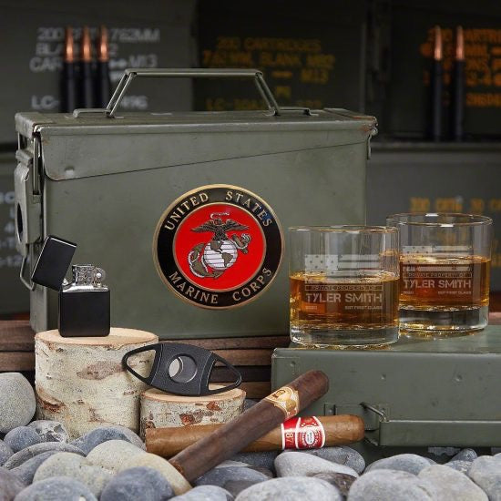 Personalized Ammo Can Whiskey Set of Gifts for Marines