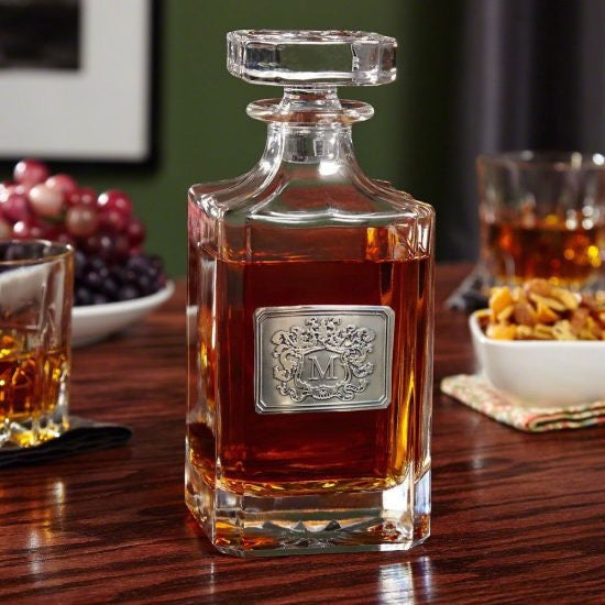 Crystal Whiskey Decanter with Royal Crest