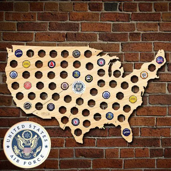 Air Force Emblem Beer Cap Map