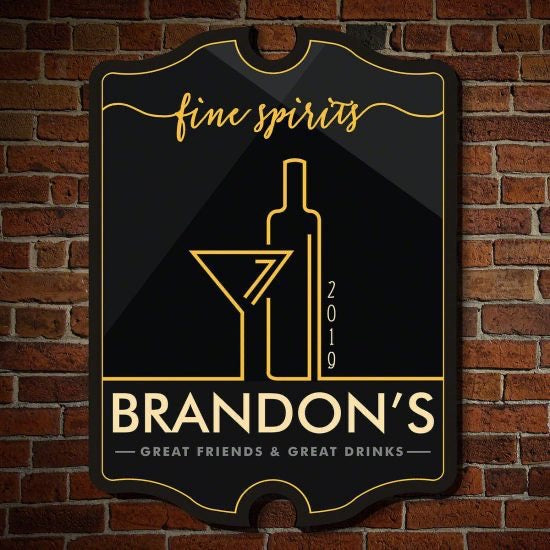 Wooden Fine Spirits Personalized Sign