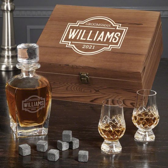 Custom Whiskey Decanter Box Set of Traditional Anniversary Gifts