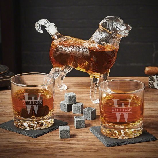 Dog Decanter Set with Custom Glasses Best Gifts for Him