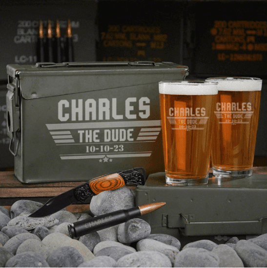 Personalized Pint Glass Ammo Can