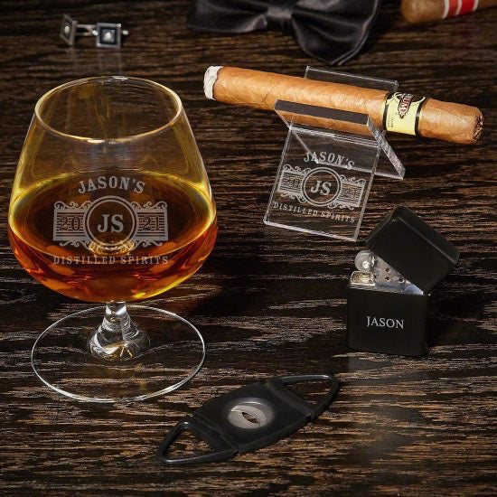 Personalized Cognac Glass and Cigar Accessories