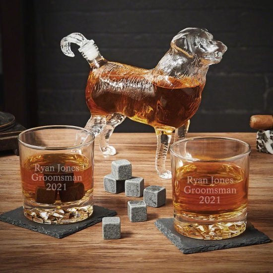 Dog Decanter and Glasses Set