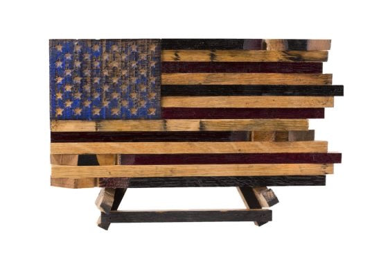 Whiskey Barrel American Flag