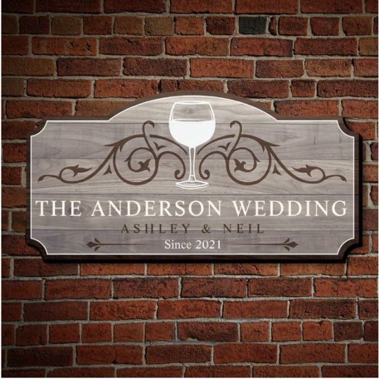 Personalized Wood Wine Themed Wedding Sign
