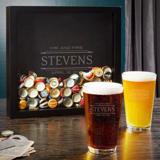 Custom Beer Glasses and Shadow Box