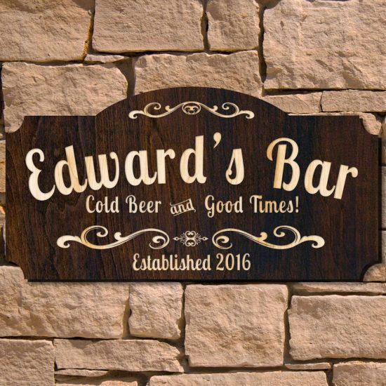 Personalized Wood Bar Sign