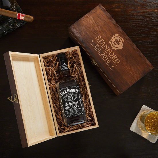Engraved Whiskey Bottle Box