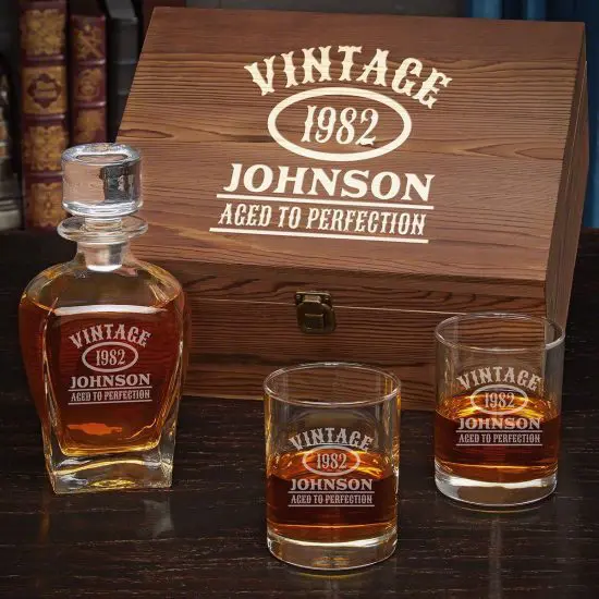 Personalized Scotch Decanter Box Set with Glasses