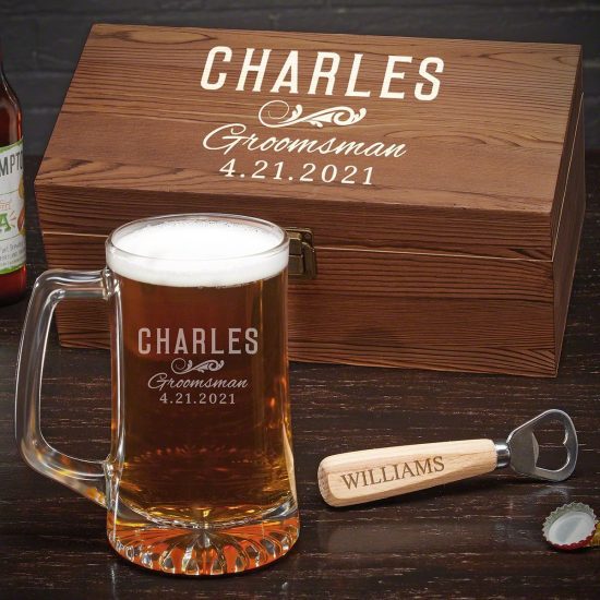 Personalized Beer Mug Box Set of Different Groomsmen Gifts