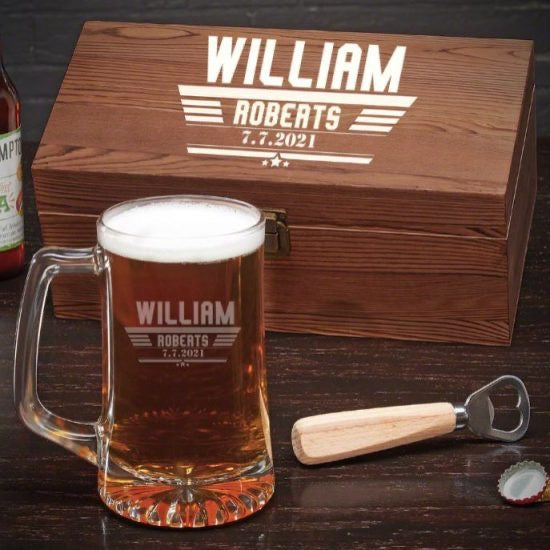 Engraved Beer Mug Gift Set