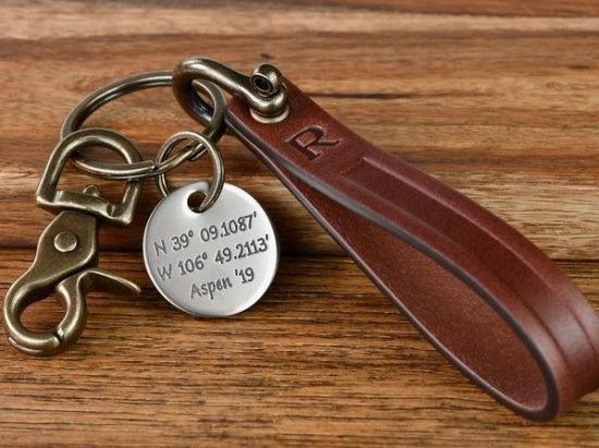 Engraved Keychain Leather Gifts