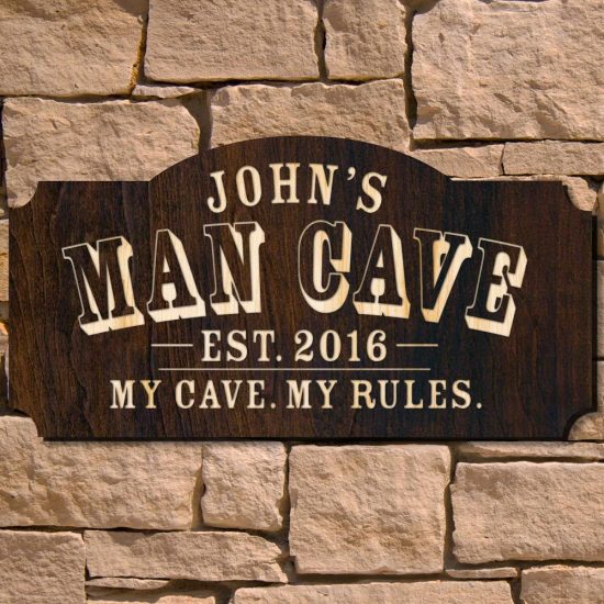 Personalized Wood Man Cave Sign Gift for Guys