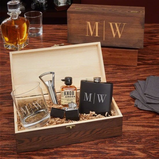 Personalized Flask and Glass Box Set