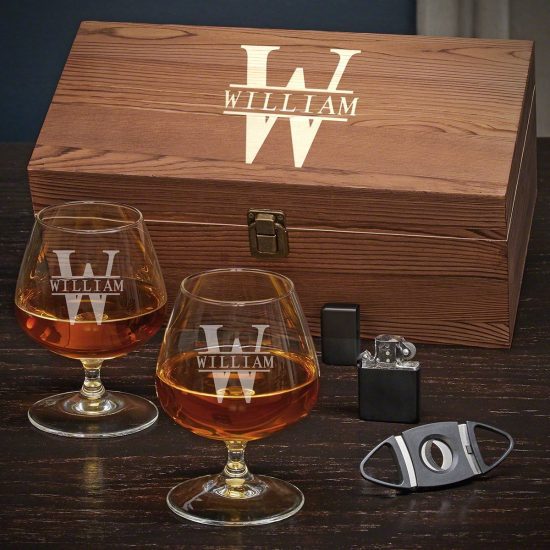Engraved Cognac Gift Box Set