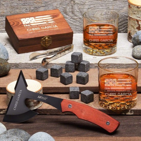 Hatchet Whiskey Stone Set of Gifts for Outdoorsy Guys