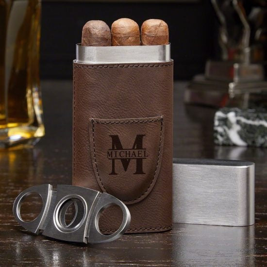 Embossed Cigar Case Gift for Outdoorsy Guy