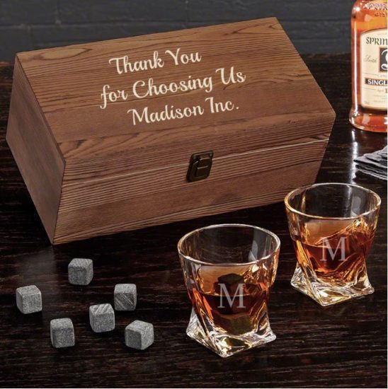 Personalized Whiskey Box Set of Client Gifts