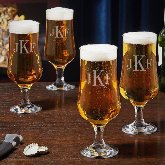 Monogrammed Tulip Beer Glass Set