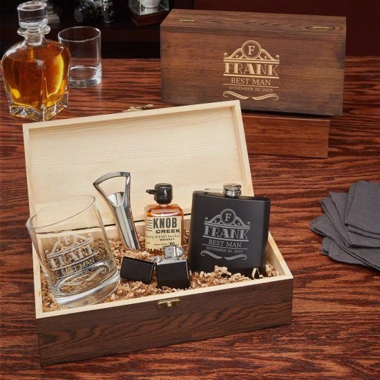 Personalized Flask Rocks Glass Corporate Gift Box