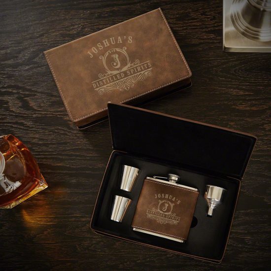 Engraved Flask and Shot Glass Set