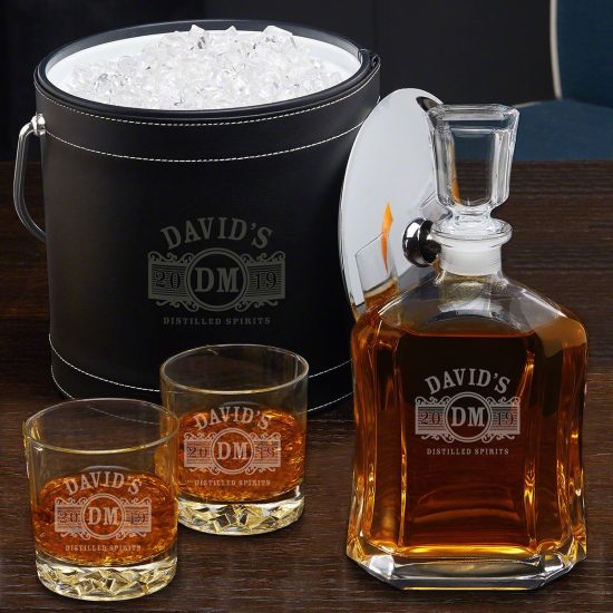 Whiskey Decanter and Ice Bucket Set of Wedding Gift Ideas for Couple