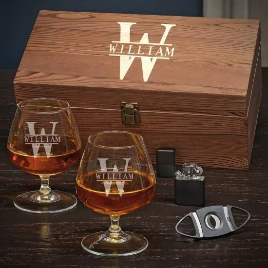 Personalized Cognac Box Set of 50th Anniversary Gifts