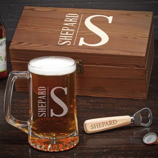 Beer Gifts Box Set with Mug and Wooden Bottle Opener