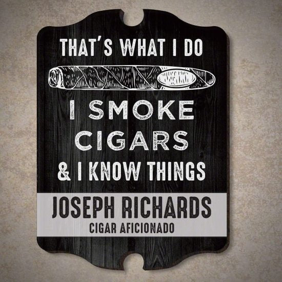 Personalized Wood Cigar Lounge Sign