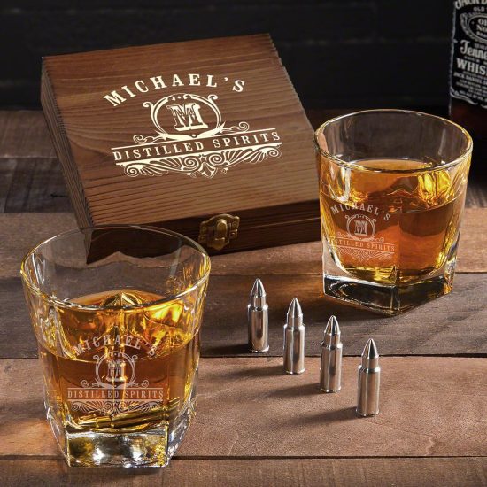 Custom Bourbon Bullet Whiskey Stone Set