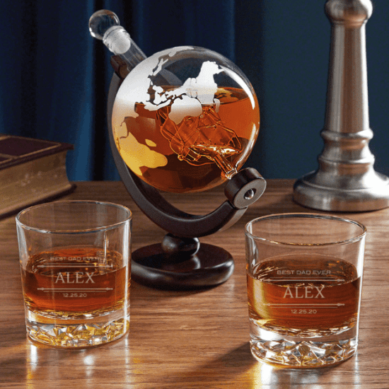 Globe Decanter Set of Xmas Gifts for Dad
