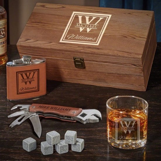 Engraved Whiskey Gift Box Set