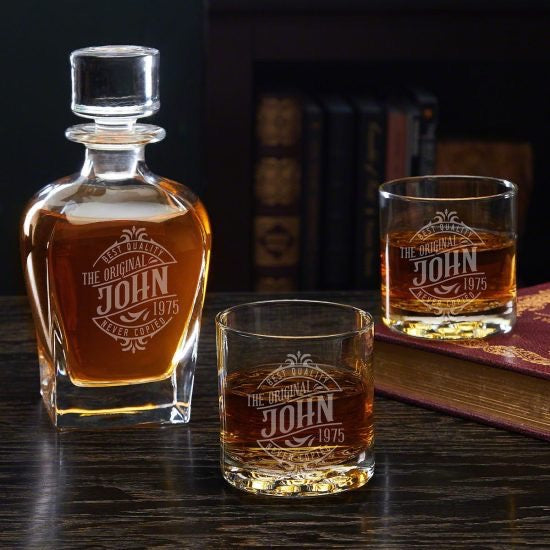 Engraved Whiskey Decanter Set Best Birthday Gifts for Dad