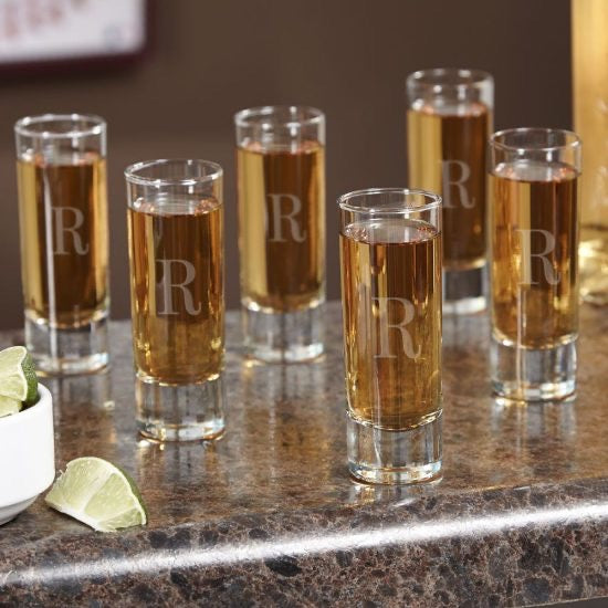 Monogrammed Set of Six Shot Glasses