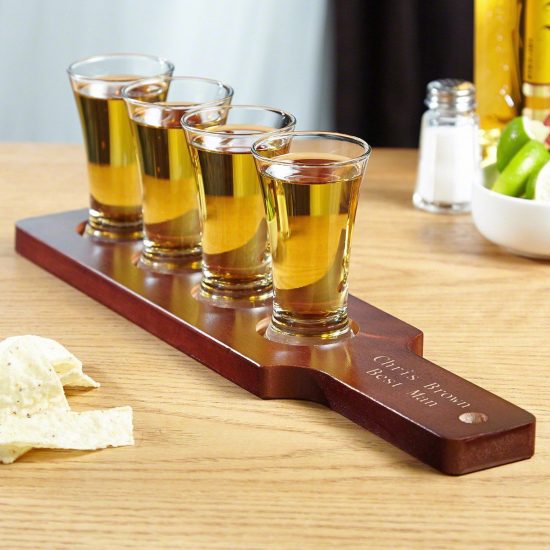 Tequila Glasses Flight with Custom Paddle