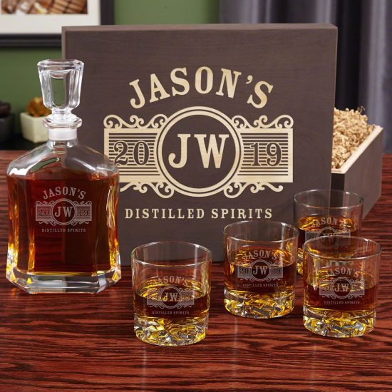 Personalized Decanter and Glasses Whiskey Box Set