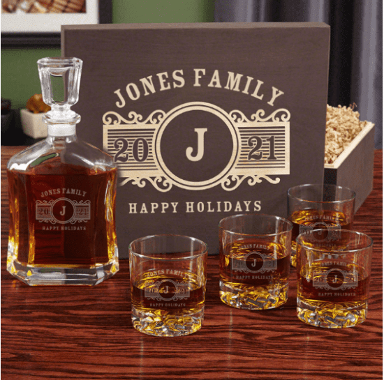 Personalized Whiskey Decanter Christmas Gift Sets