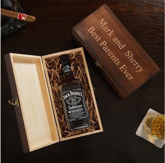 Engraved Wooden Liquor Bottle Box