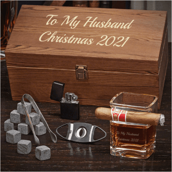 Customizable Whiskey and Cigar Christmas Gift Sets