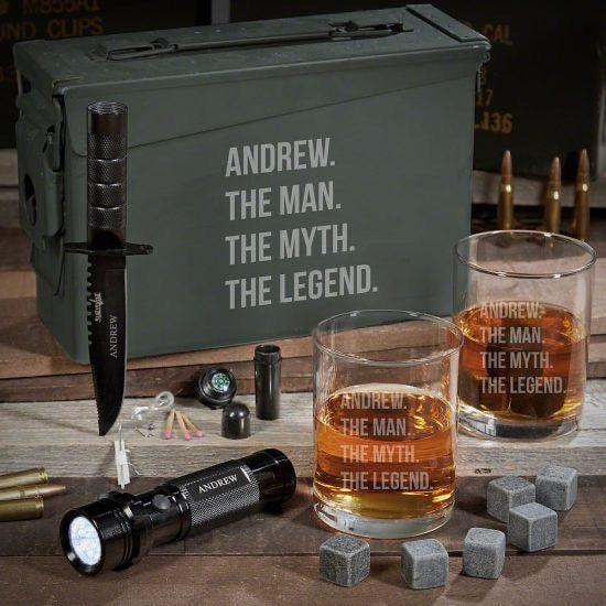 Personalized Whiskey Ammo Can Gift Set