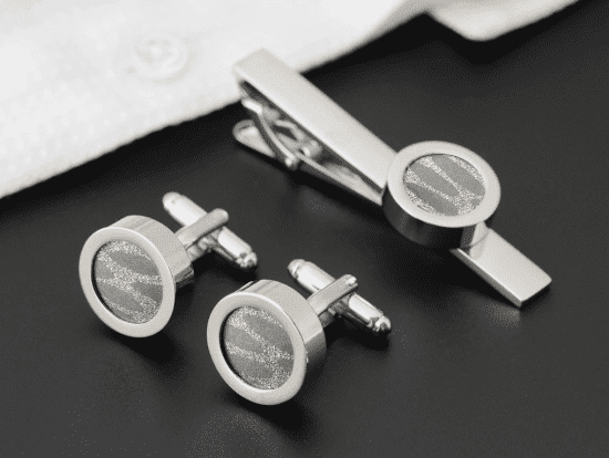 Tie Clip and Cufflinks with Paper Insert